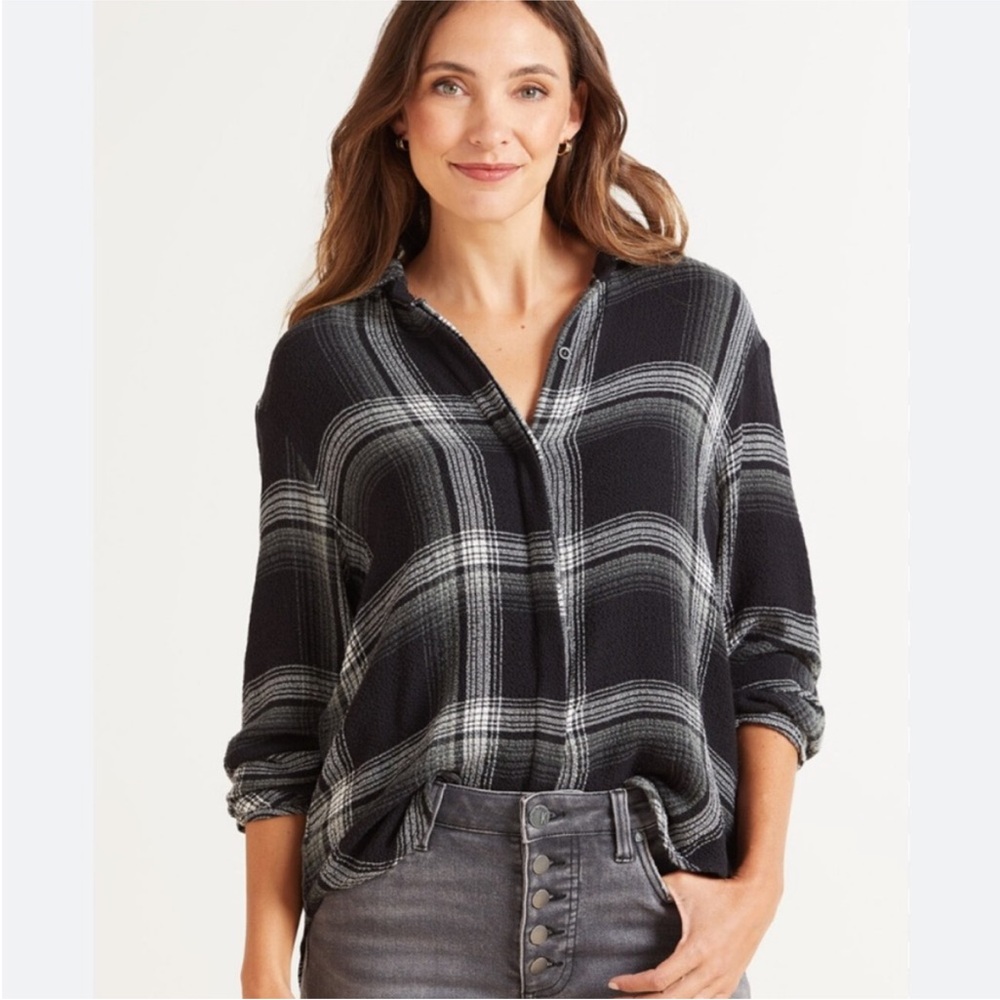 Cloth & Stone Black and White Cozy Plaid Women's Shirt